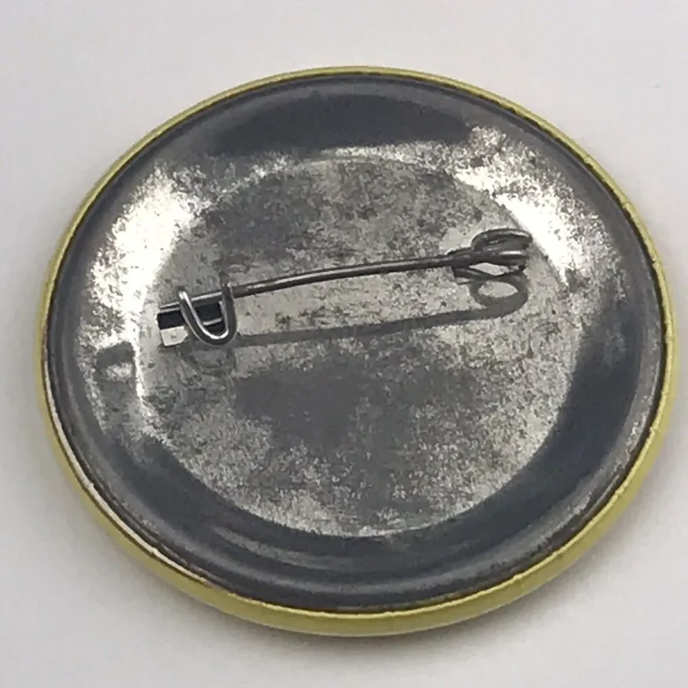 Junk Food Junkie Pin Button Pinback Vintage PSA Nutrition Awareness Humor